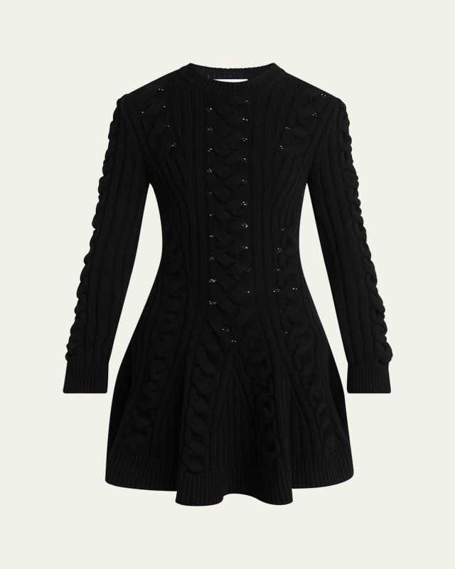 Cable-Knit Wool Cashmere Mini Dress